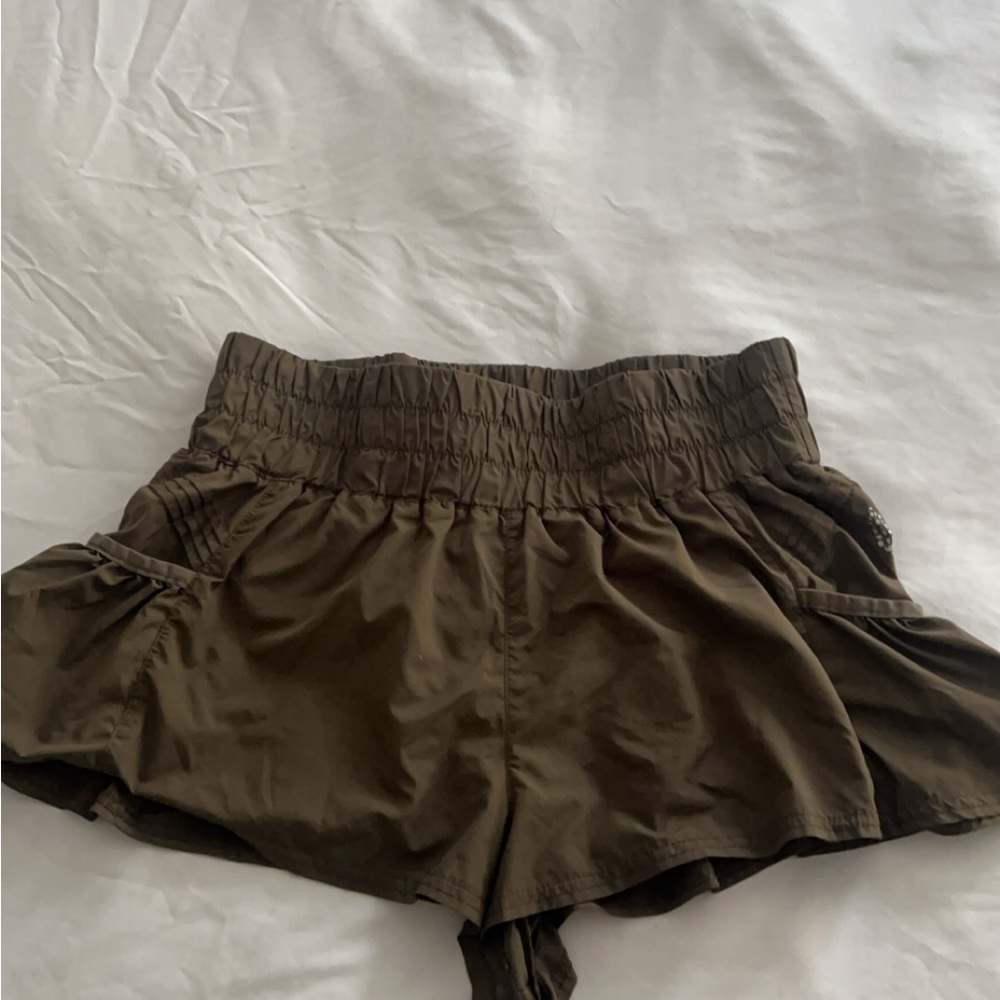 Free People Green Cargo Shorts with Elastic Waistband